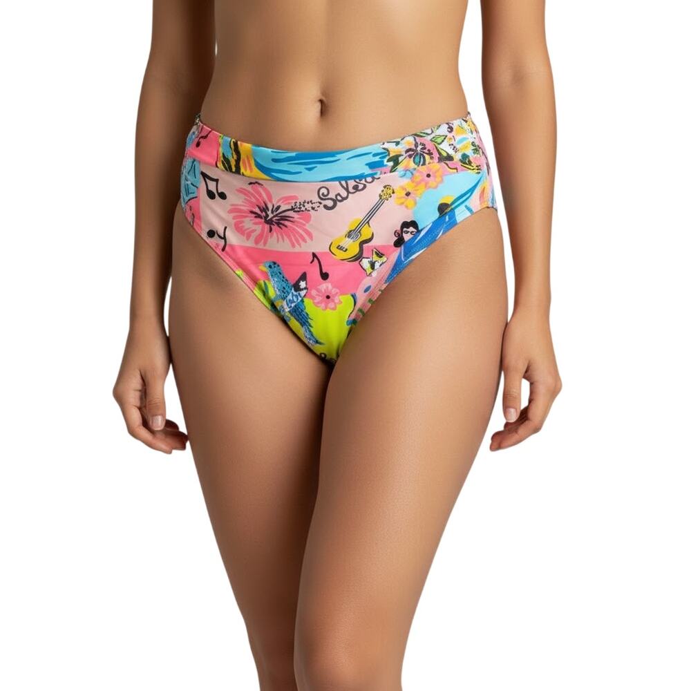 Maaji Habana Suzy Q High Rise High Leg Bikini Bottom Multicolor XS NWT